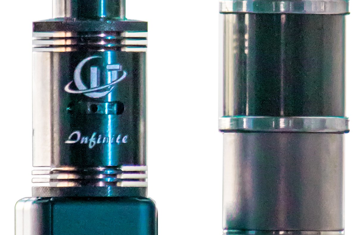 Disassembled electronic cigarette showing its main components